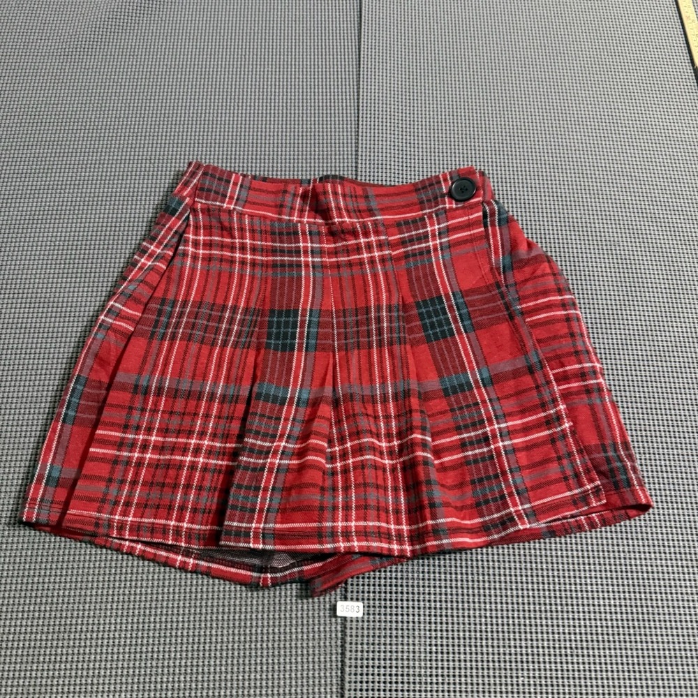 Hollister Red Plaid Ultra High-Rise Pleated Skort Womens Size S
